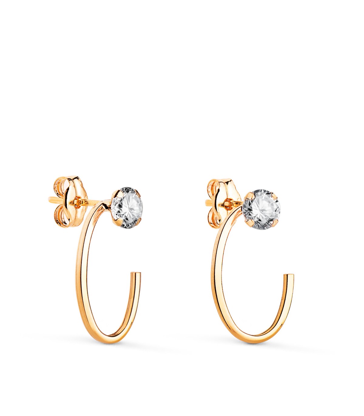 Orecchini oro donna Daniela 750, cerchi aperti ovale con zirconi.