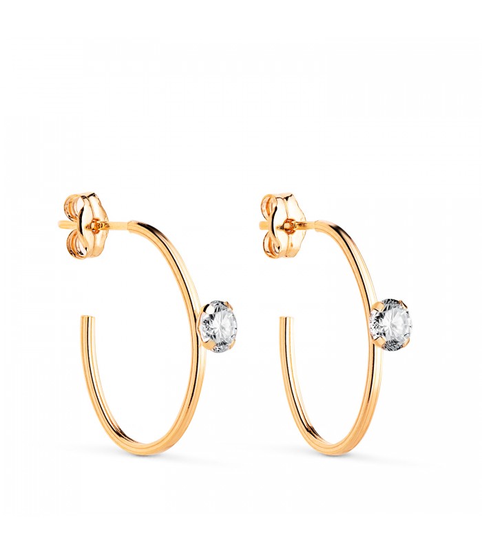 Paar Creolen Ohrringe mit Zirkonia aus Gelbgold 18 Karat, Artikel Paula