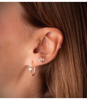 Paar Creolen Ohrringe mit Zirkonia aus Gelbgold 18 Karat, Artikel Paula
