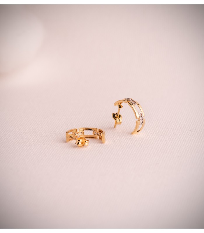 Pendientes aros Ancla oro bicolor 18 K, aros abiertos mujer.