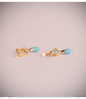 Pendientes oro 18k cubana turquesa niña cierre catalán