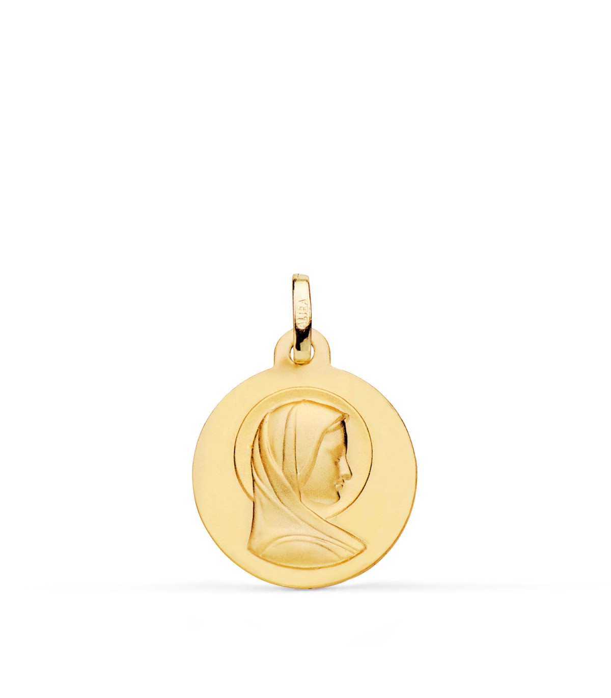 Médaille Baptême Vierge Marie Or 375 16mm satinée, cadeau personnalisé