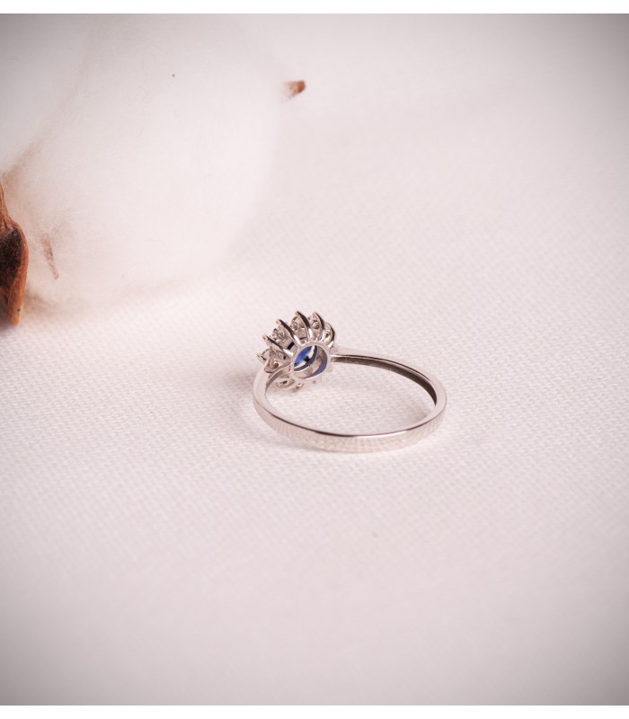 Bague Idril Or blanc 18K Diamants et Saphir