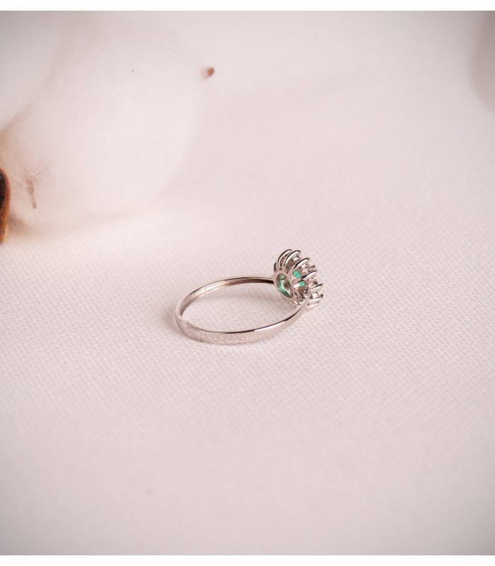 Bague Idril Or blanc 18K Diamants et Émeraude