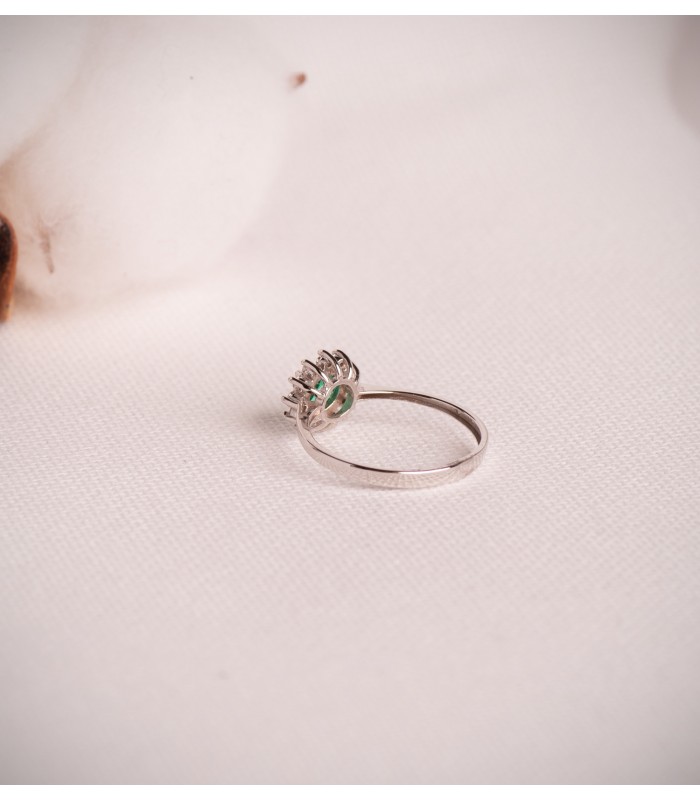 Anillo Idril Oro blanco 18K Diamantes y Esmeralda