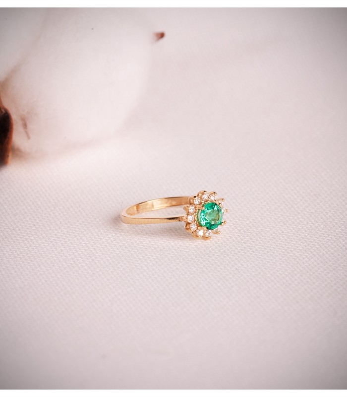 Bague Idril Or jaune 18K Diamants et Émeraude