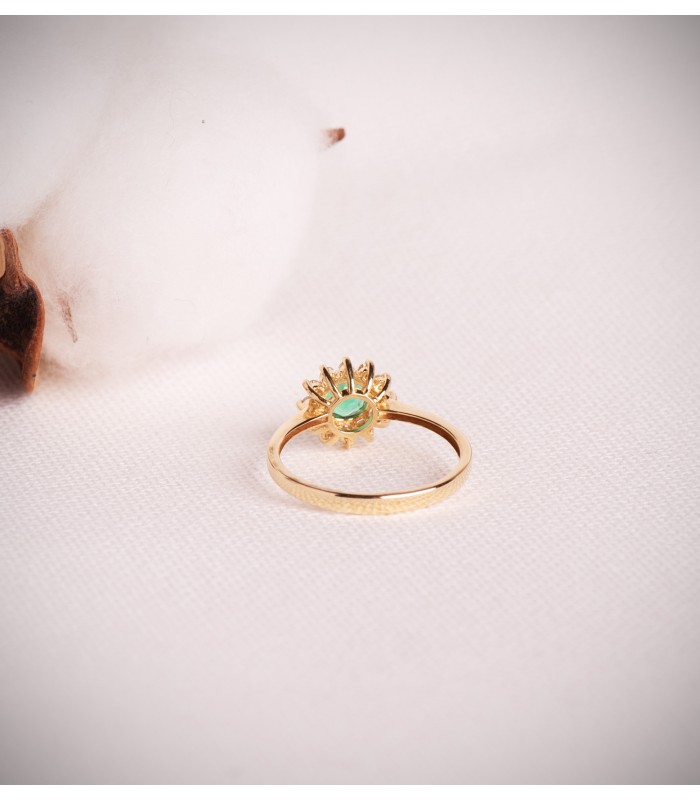 Anillo Idril Oro amarillo 18K Diamantes y Esmeralda