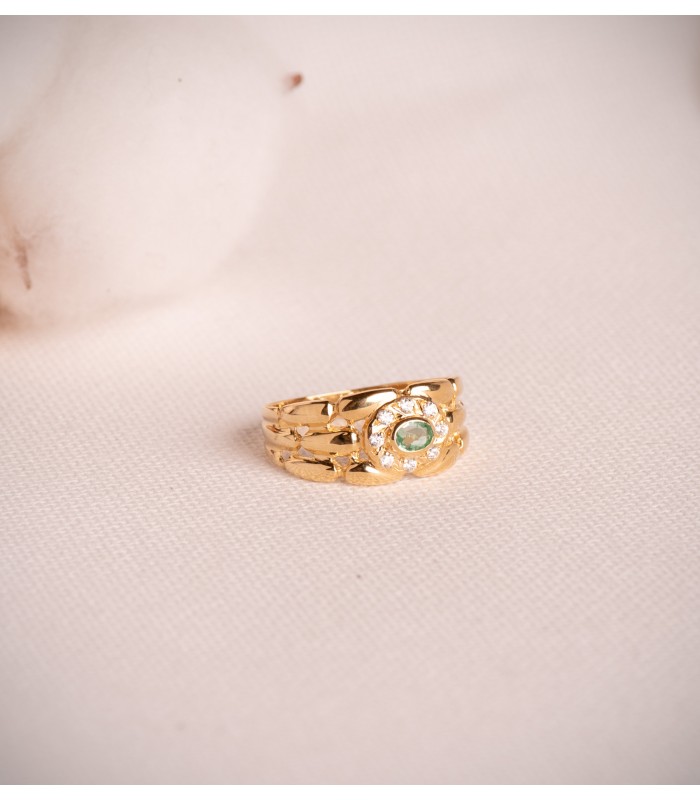 Anillo Panter Oro Amarillo 18K Esmeralda