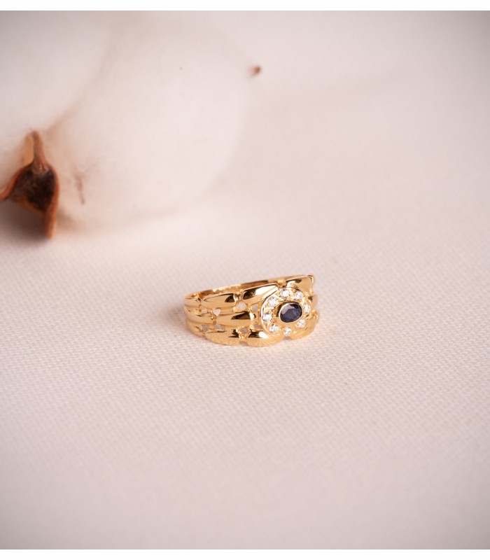 Anello a maglia oro giallo 18kt Zaffiro