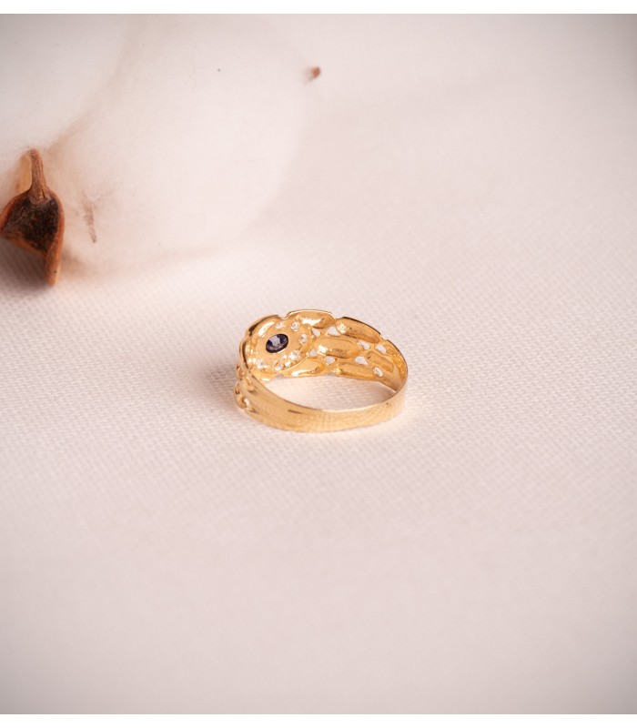 Anello a maglia oro giallo 18kt Zaffiro