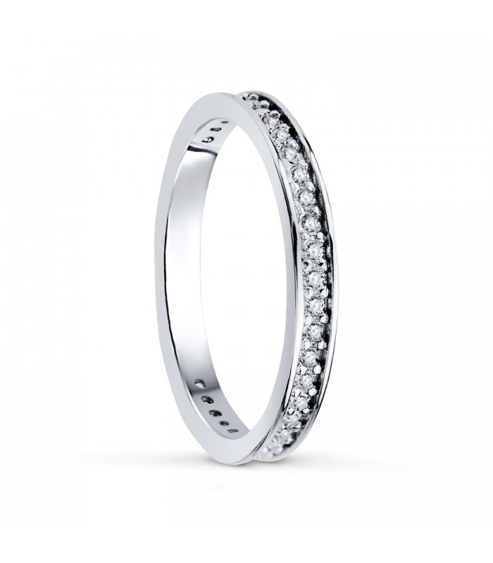 Alianza Stefano 2,5 mm 18 Ktes | anillos de boda media alianzas mujer con piedras carril