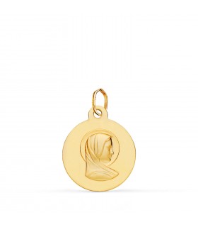 Medalla Virgen María Francesa 9K 16mm, joyas para bautizo o Comunión.