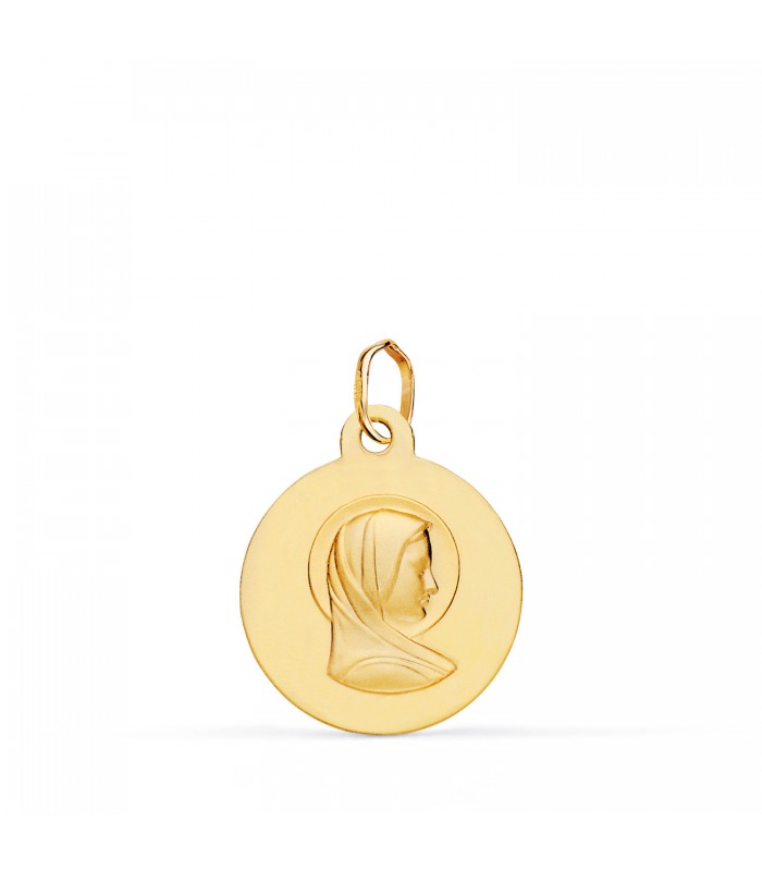 Medalla Virgen María Francesa 9K 16mm, joyas para bautizo o Comunión.