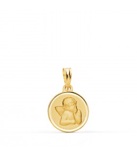 Medalla para bebé de ángel de la guarda - oro 18 kilates - joyeria online | Colgante 16mm