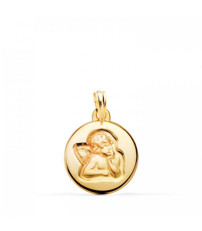 Medaglia tonda Angelo Raffaello oro 18kt 16 mm