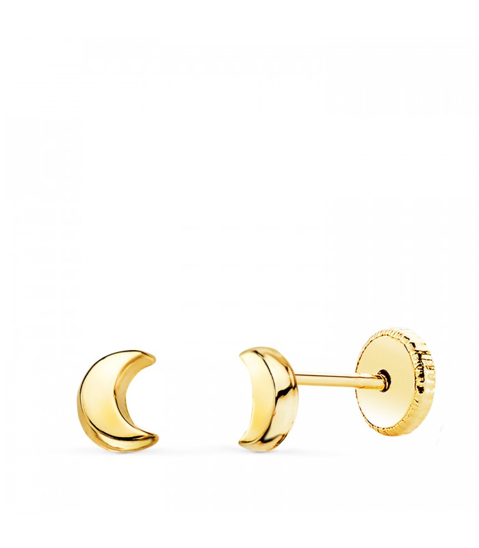 Pendientes niña Milla Oro Amarillo 18K luna 6,5mm