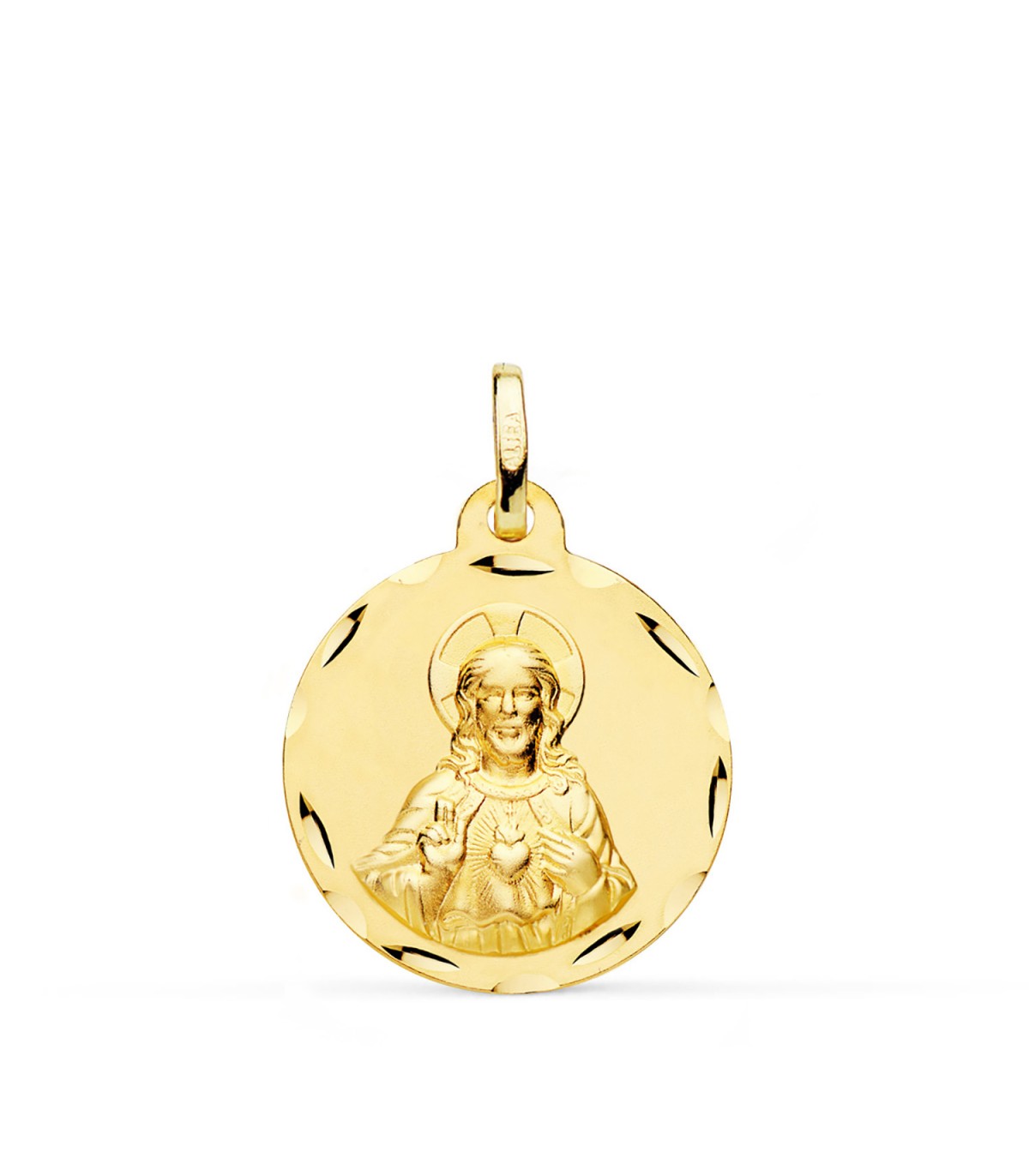 Médaille Sacré Cœur de Jésus faceté Or 18K 20mm