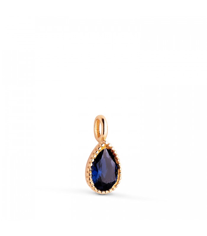 Anhänger mit Zirkonia in Tropfenform, Farbe blau, Saphir - Stein 5 x 3 mm