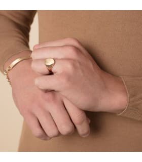 Anillo de hombre novio boda  Sello Caballero Romeo Oro Amarillo 18 Kilates Oval  Joya personalizada grabado iniciales