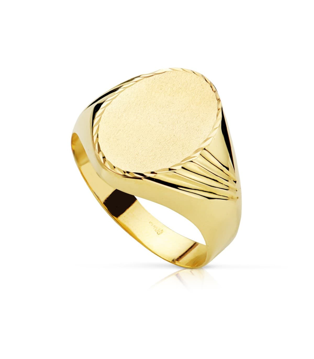 Anillo de hombre novio boda  Sello Caballero Romeo Oro Amarillo 18 Kilates Oval  Joya personalizada grabado iniciales