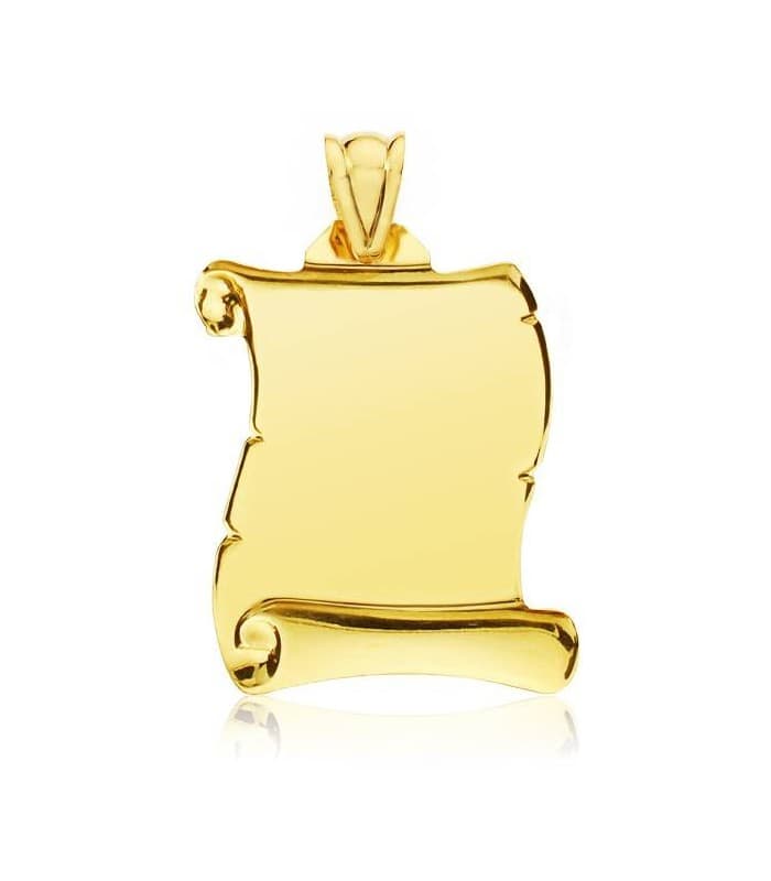 Pergamino liso chapa colgante oro 18 ktes