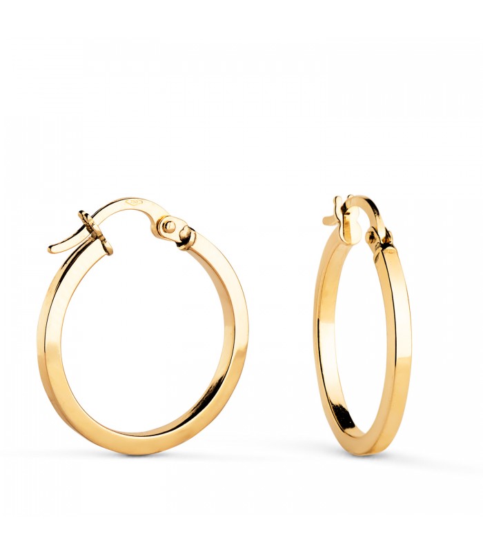 Boucles d'oreilles Créoles Carrées Or 18K 18mm, bijoux femme pas cher