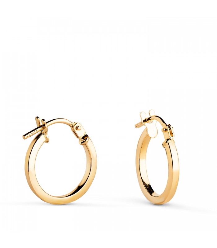 Boucles d'oreilles Créoles Carrées Or 18K 13mm, bijoux femme pas cher