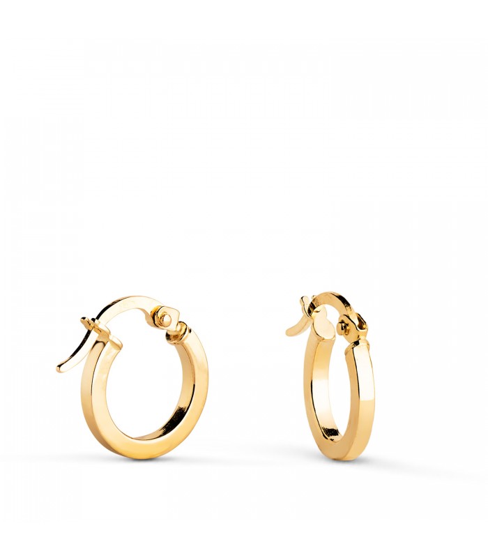 Boucles d'oreilles Créoles Carrées Or 18K 11mm, bijoux femme pas cher