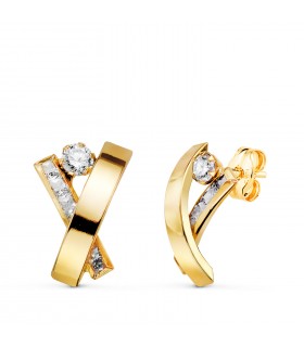 Pendientes para mujer, diseño de bandas Mencía Oro amarillo 18K