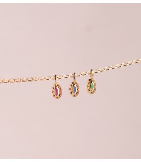 Ciondolo Secret ovale verde smeraldo oro 18kt, ciondoli oro per donna, regalo Natale.