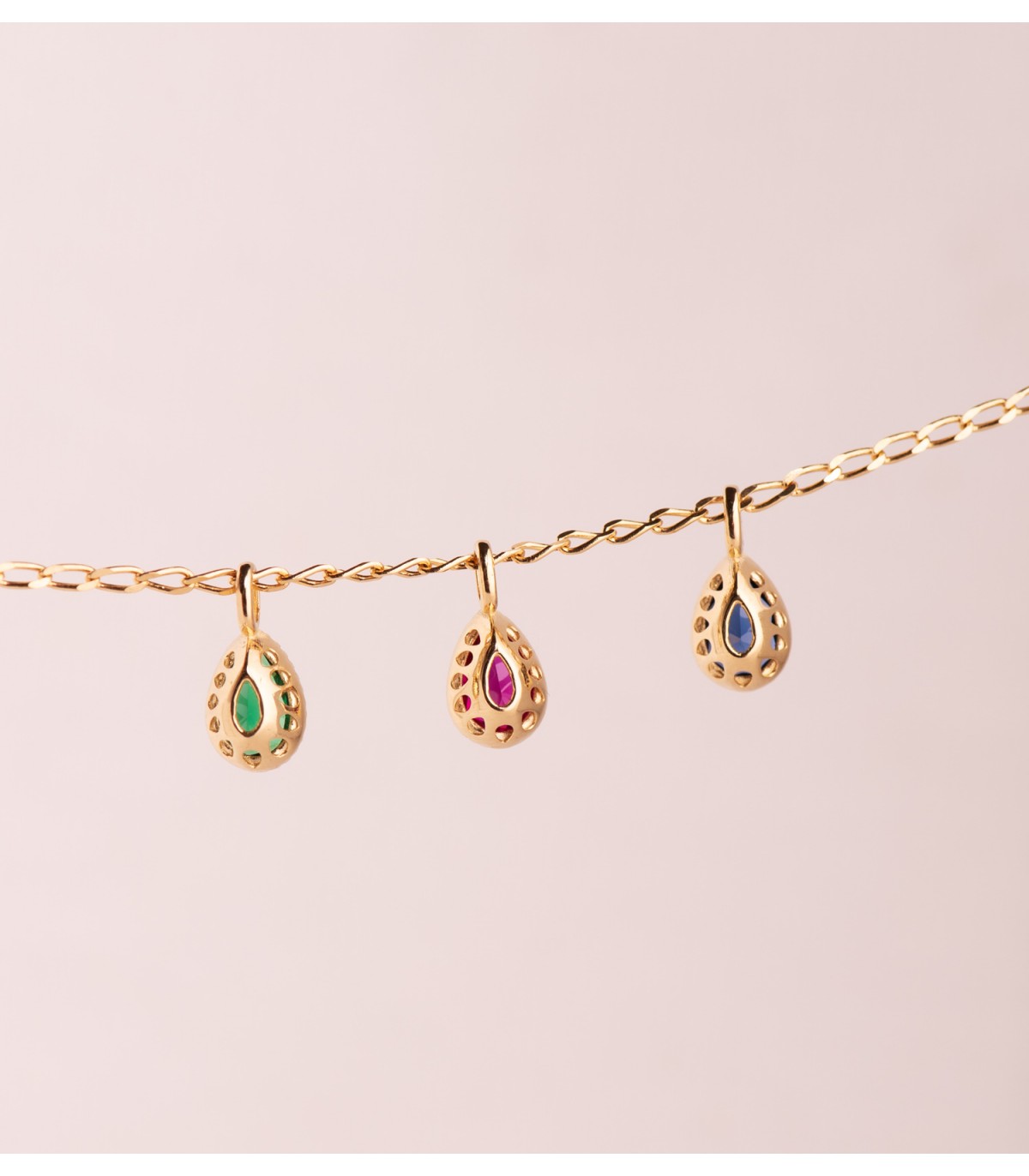 Tropfen Anhänger mit Zirkonia, Rot 5 mm | Damen Halsketten aus 18K Gold