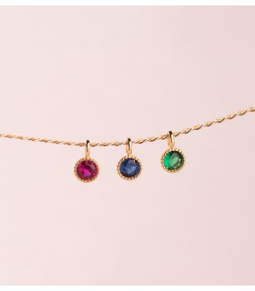 Ciondolo Secret pietra blu oro 18kt, collane donna con pietre colorate.