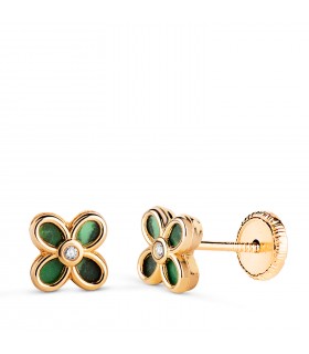 Pendientes Mystic flor circonita Oro 18K 7mm - pendientes pequeños, joyas de mujer