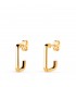Orecchini a cerchio Ayelen oro 18kt 14mm, cerchi con forma rettangolari, stile moderno.