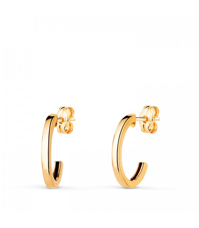 Aros Ovales Sheila Oro 18K 14mm, pendientes para mujer.