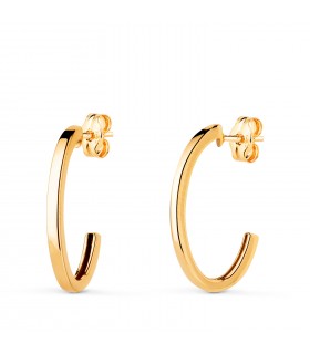 Orecchini a cerchio Sheila oro 18kt 19mm, cerchi con forma ovale, stile moderno.