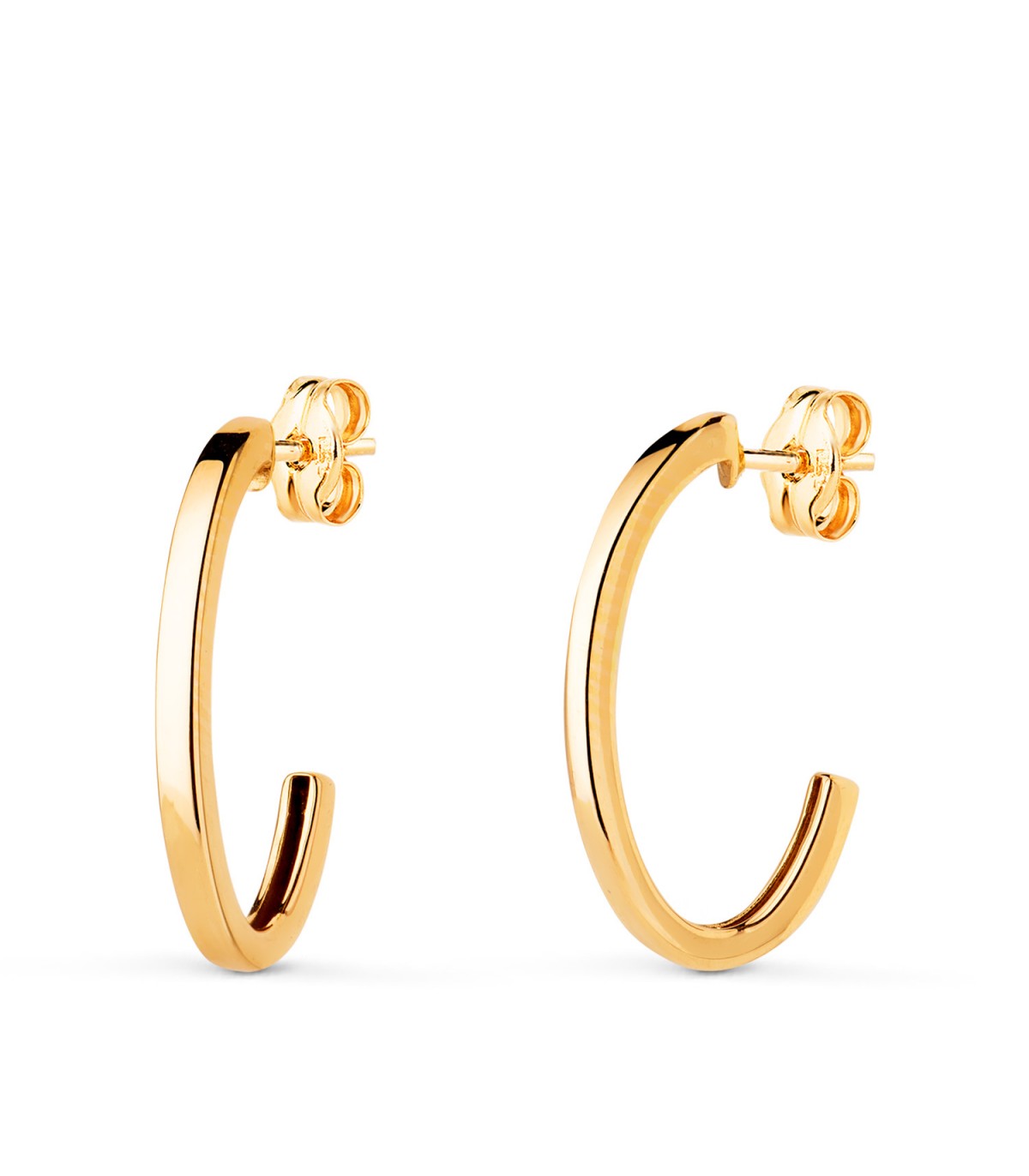 Aros Ovales Sheila Oro 18K 19 x 11 mm, abiertos y con cierre presión. Pendientes de mujer.