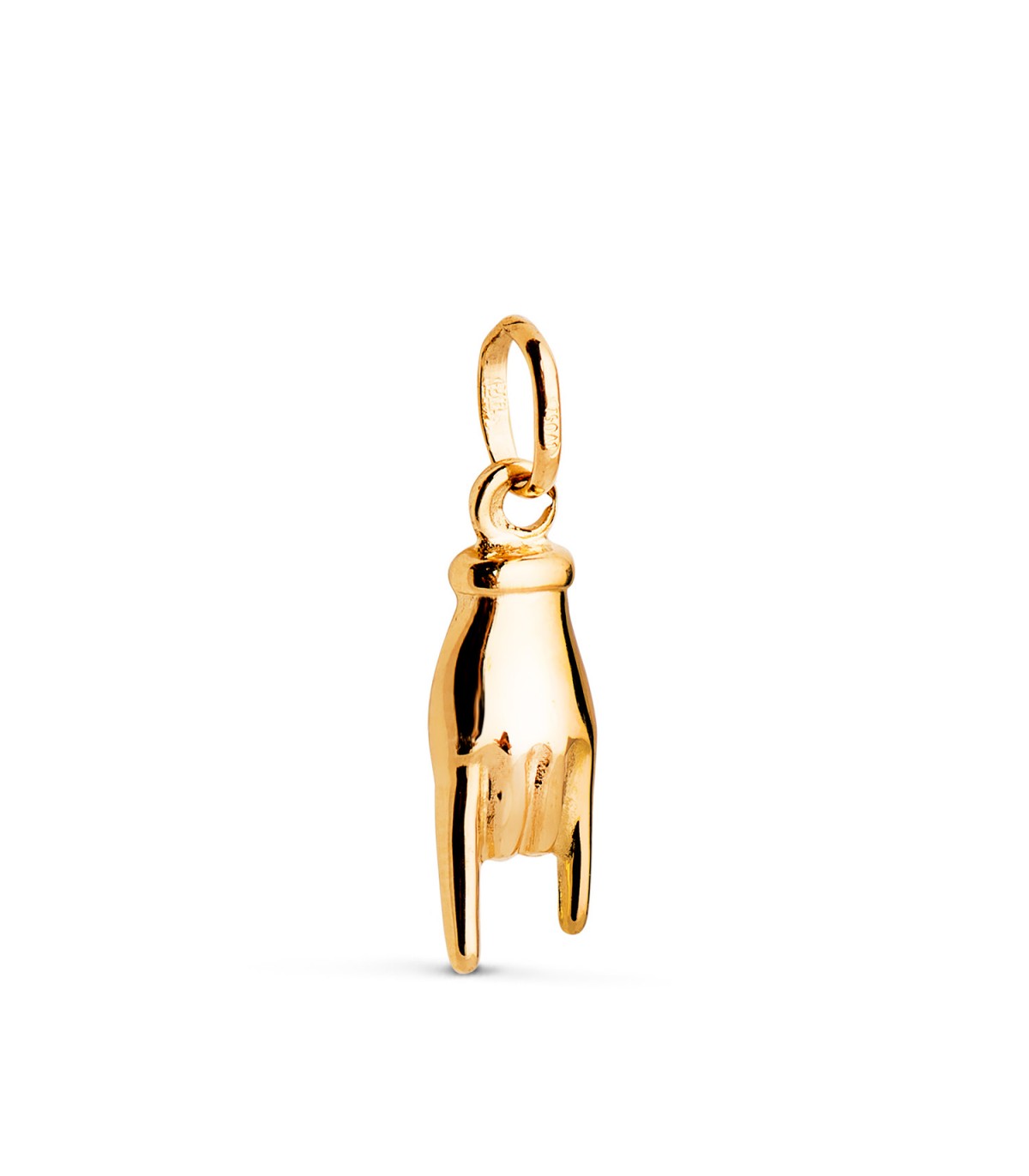 Pendente segno della mano cornuta Alda Gioielli - Oro giallo lucido 16 x 5,5 mm.
