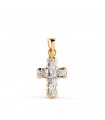 Croix en or avec zircons baguette 18K 15mm