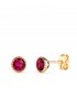 Pendientes de oro 18 kilates, modelo Secret piedra roja 5 mm - pendientes pequeños, joyas de mujer