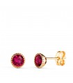 Pendientes Secret piedra roja Oro 18K