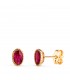 Pendientes oro 18k, modelo Secret piedra oval rojo - pendientes pequeños, joyas de mujer