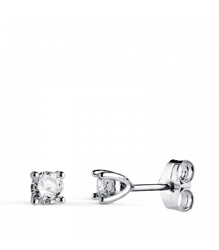 Boucles d'oreilles en diamant et or blanc 18 carats pour femme, puces d'oreilles Måne 0,400 ct