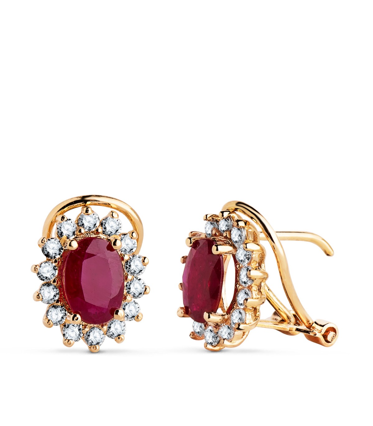 Boucles d'oreilles en or, Diamants et pierre précieuse Rubis. Boucles d'oreilles pour femme et mariage.