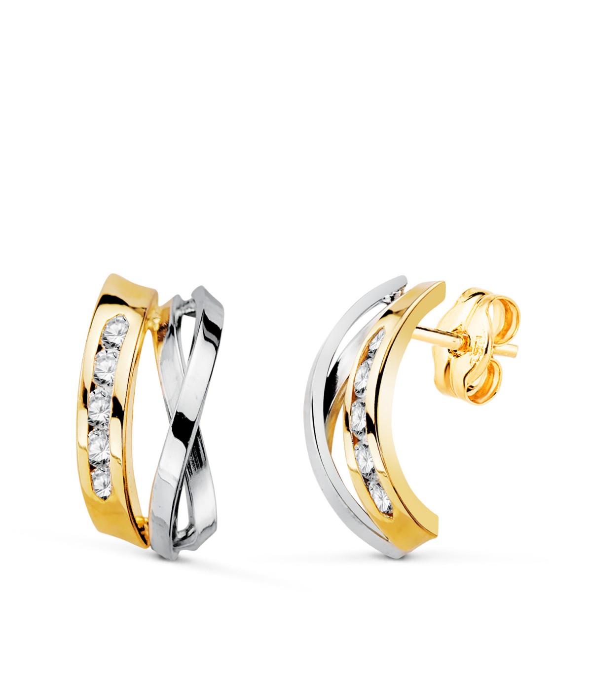 Ohrringe für Damen 18K Bicolor-Gold: Ohrstecker und Ohrclips mit Steckverschluss
