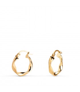 Cerchi a treccia oro giallo 750 16 mm, orecchini a cerchio torchon, gioielli da donna.
