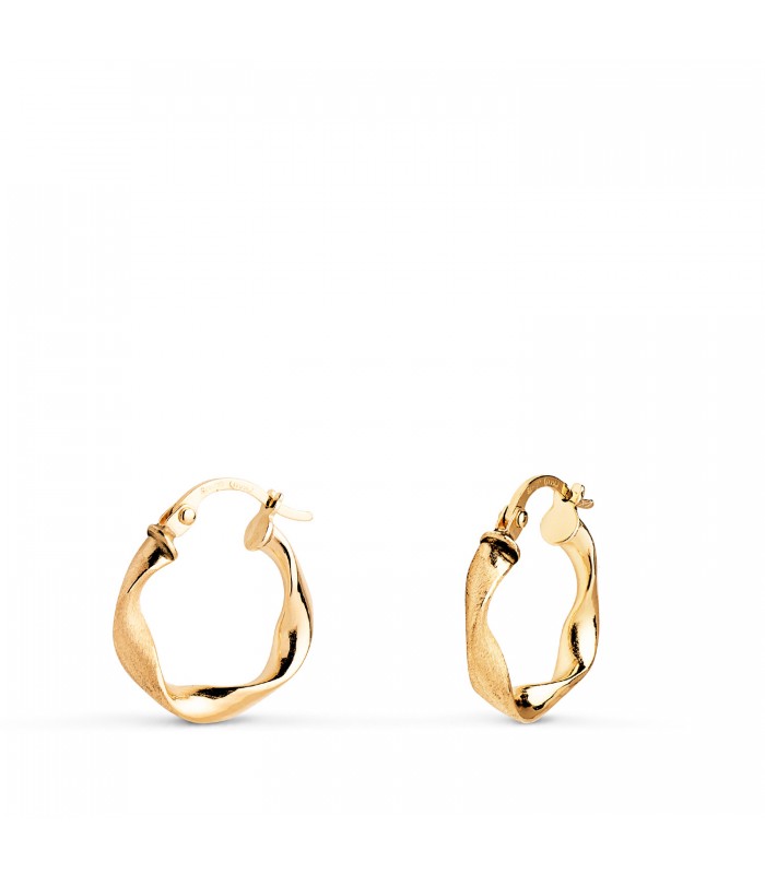Cerchi a treccia oro giallo 750 16 mm, orecchini a cerchio torchon, gioielli da donna.