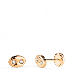 Pendientes mujer Grano de café (nudo de barco) Oro 18K 6mm. Regalo señora joyería online.