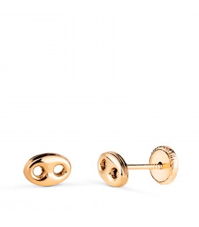 Boucles d'oreilles Grain de café Or 750 6 mm, style classique. Bijoux femme, boucle d'oreille en or.