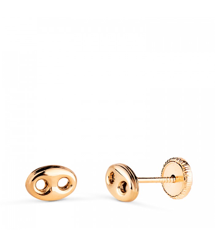 Pendientes de mujer Grano de café (nudo de barco) Oro 18k 6 mm. Regalo señora joyería online.